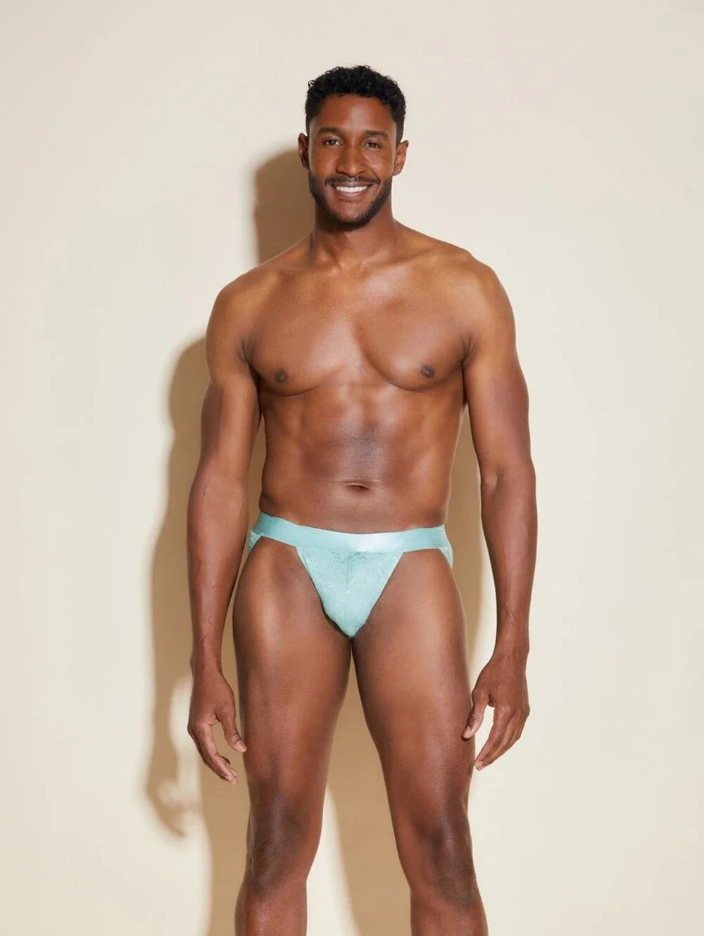Cosabella Men's Light Teal Briefs with Lace Trim